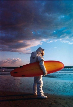 Astronaut with surfboard