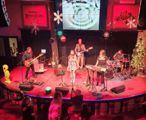 Rocket on stage in the Lewis and Clark Tap Room